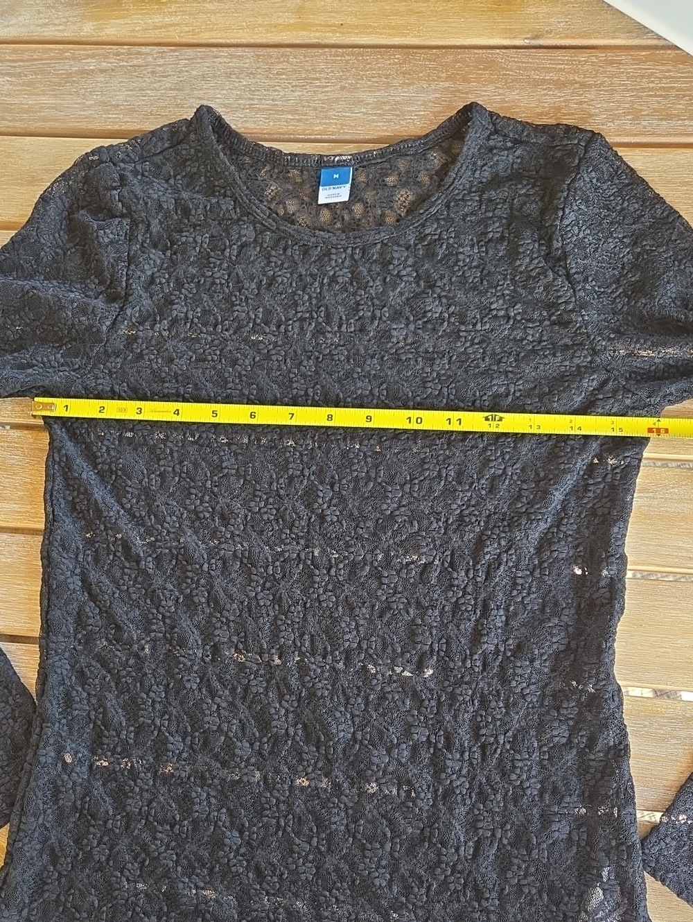 Old Navy long sleeve Sheer lace top M Trending Goth Festival Coquette French EUC - Picture 4 of 12